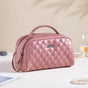 Quilted Double Zipper Travel Pouch Pink