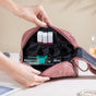Quilted Double Zipper Travel Pouch Pink