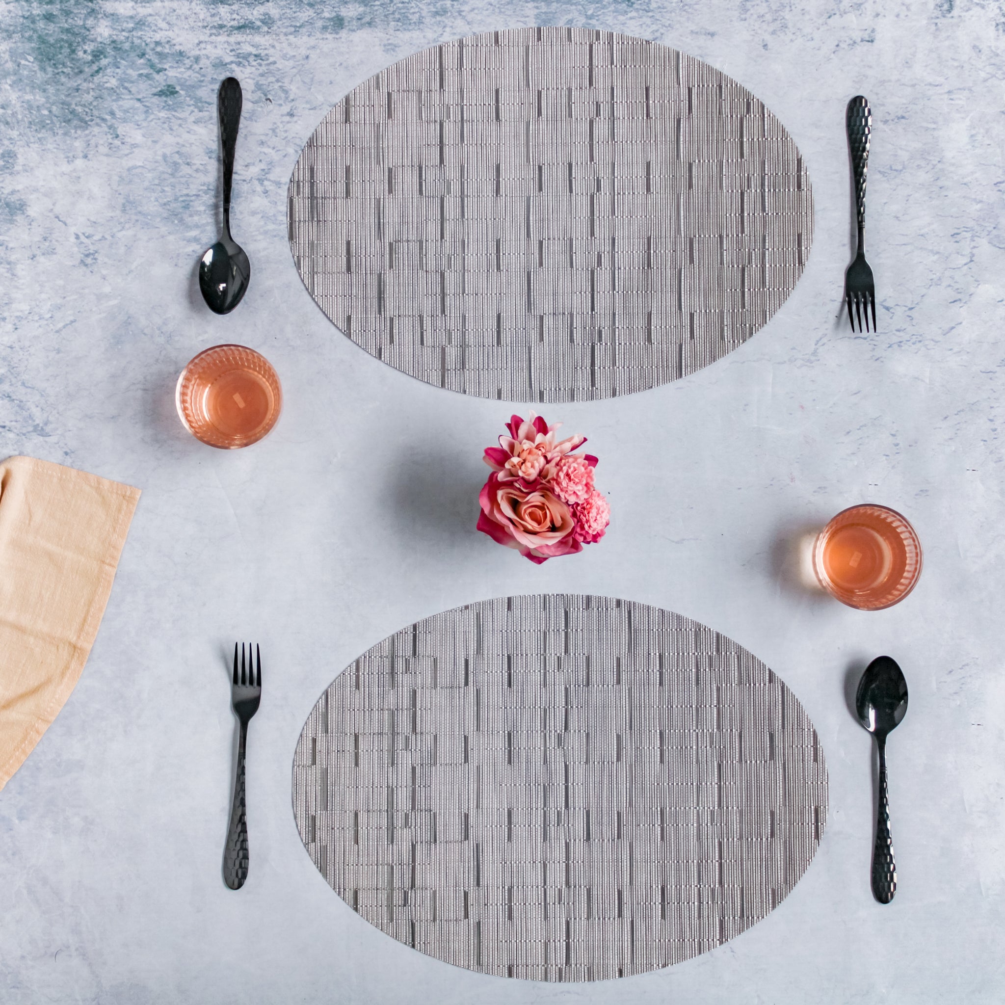 Oval Table Mat Grey Set of 2 Online Premium Table Mat Nestasia