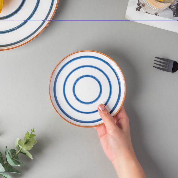 Spiral Snack Plate Blue 6 Inch
