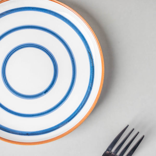 Spiral Snack Plate Blue 6 Inch
