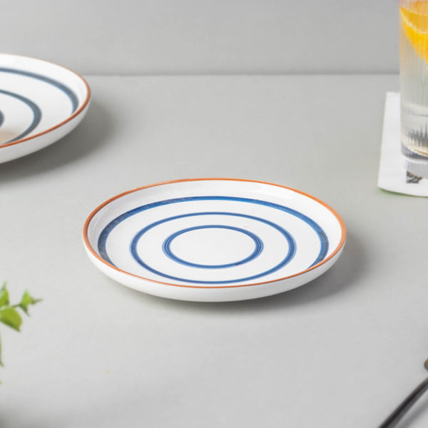Spiral Snack Plate Blue 6 Inch
