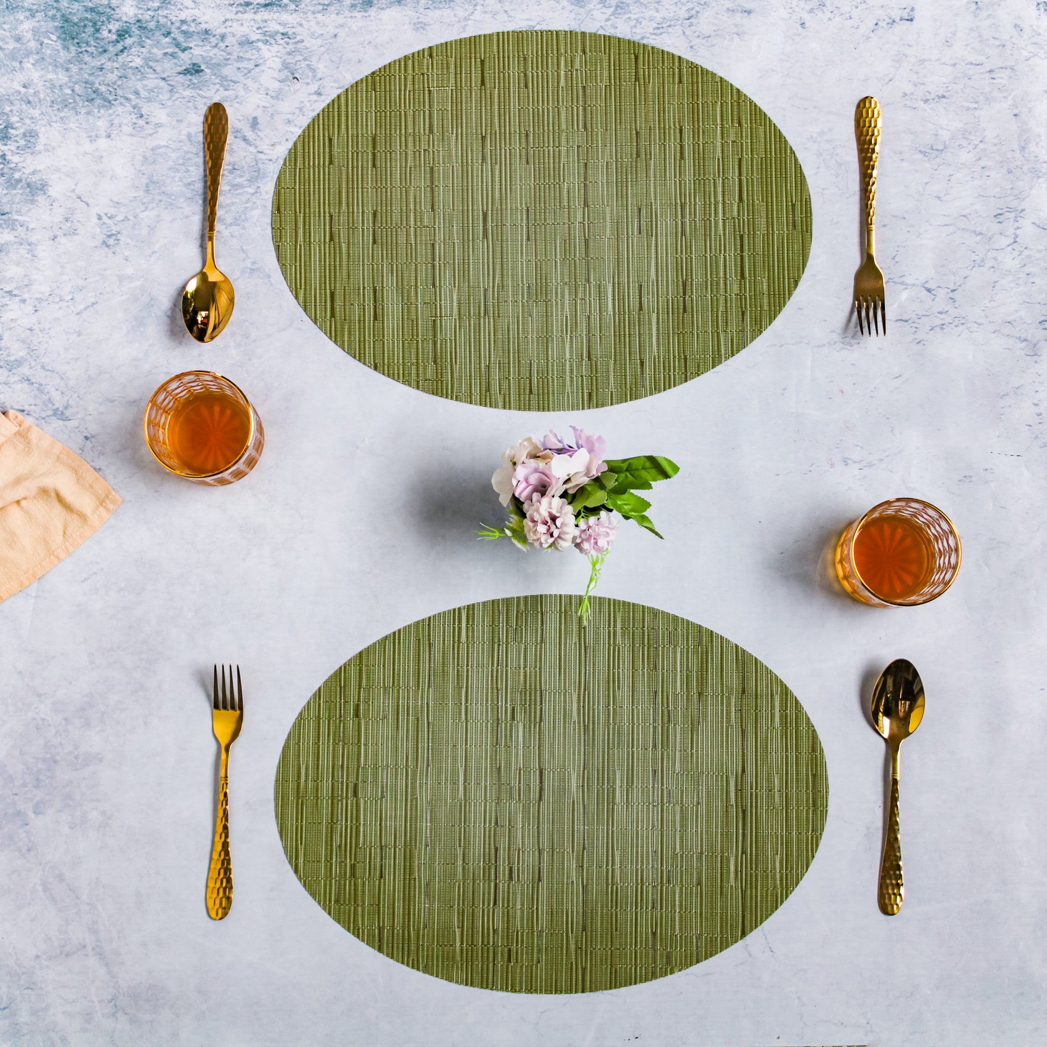 Oval Table Mat Green Set of 2 Online Premium Table Mat Nestasia