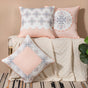 Zari & Pearl Work Cushion Cover Set Of 3 Peach 16 x 16 Inch