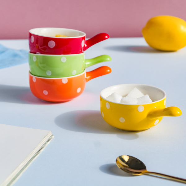 Dots Dip Bowl Set of 4 - Bowl, ceramic bowl, dip bowls, chutney bowl, dip bowls ceramic | Bowls for dining table & home decor