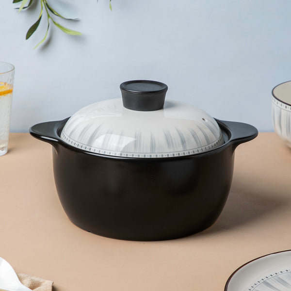 Dainty Patterned Ceramic Cooking Pot With Lid 1800 ml - Cooking Pot