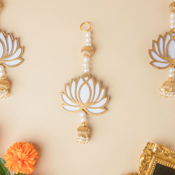 White Lotus Wall Hanging Set Of 4