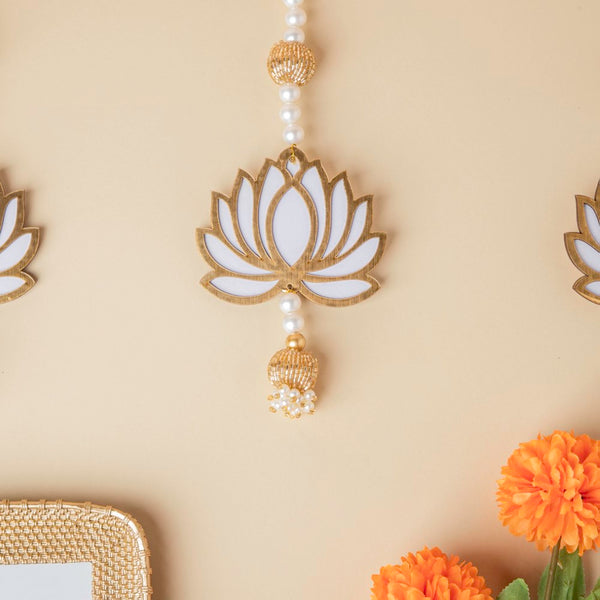 White Lotus Wall Hanging Set Of 4