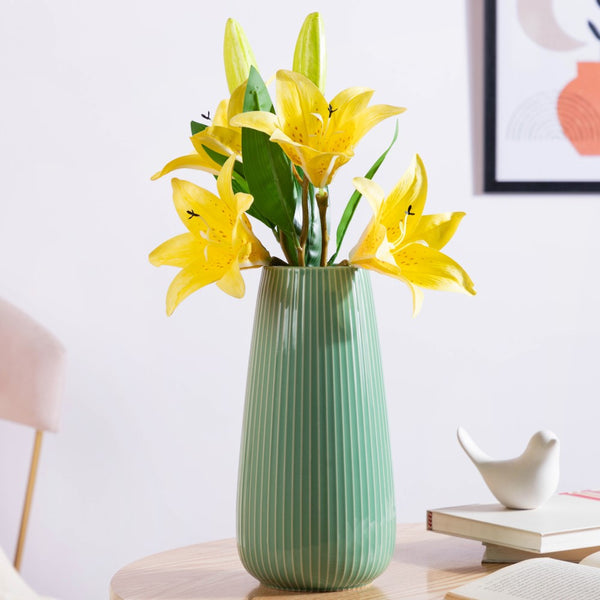 Decorative Lily Branch Yellow Set Of 2 - Artificial flower | Home decor item | Room decoration item