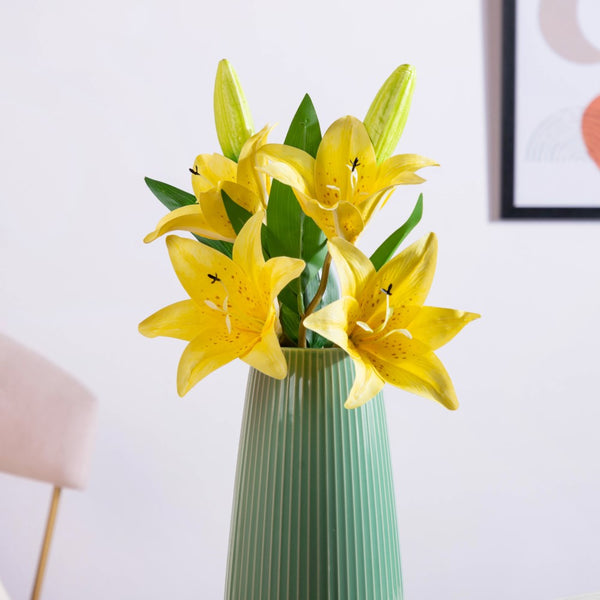 Decorative Lily Branch Yellow Set Of 2