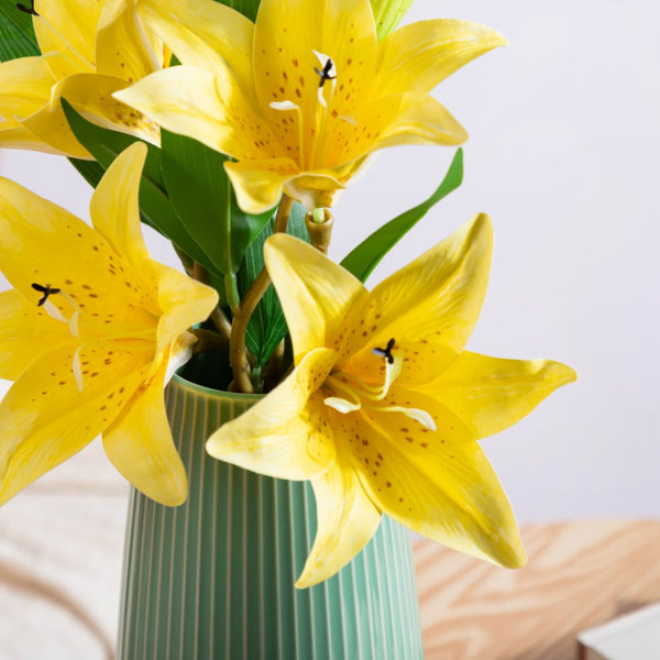 Decorative Lily Branch Yellow Set Of 2