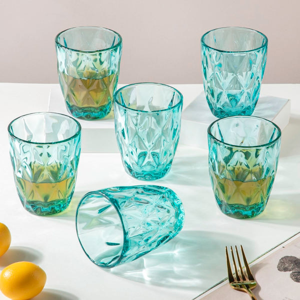 Crystal Tumbler Teal Set Of 6 250 ml
