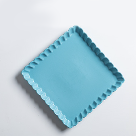 Blue Muffin Square Snack Dish 6 Inch