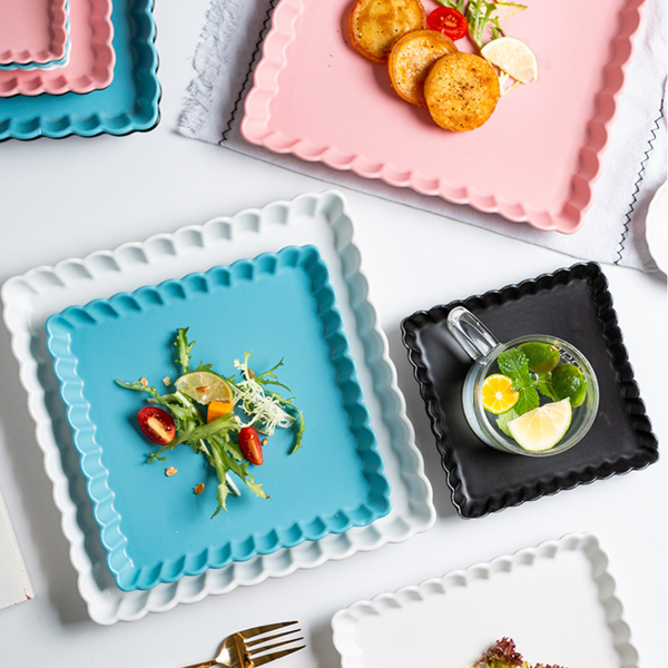 Blue Muffin Square Snack Dish 6 Inch