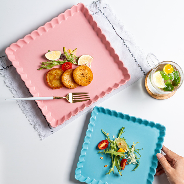 Blue Muffin Square Snack Dish 6 Inch