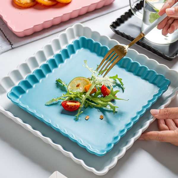 Blue Muffin Square Snack Dish 6 Inch