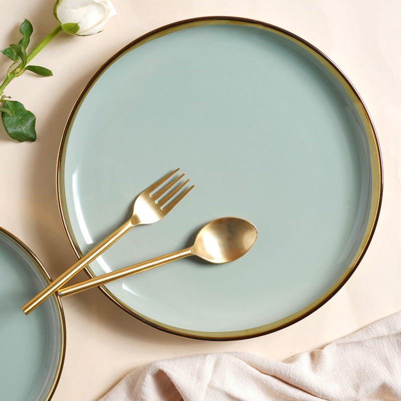 VERA Green Dinner Plate - Serving plate, snack plate, ceramic dinner plates| Plates for dining table & home decor