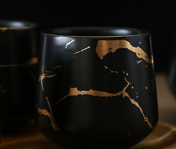 Marble Black Gold Tea Set