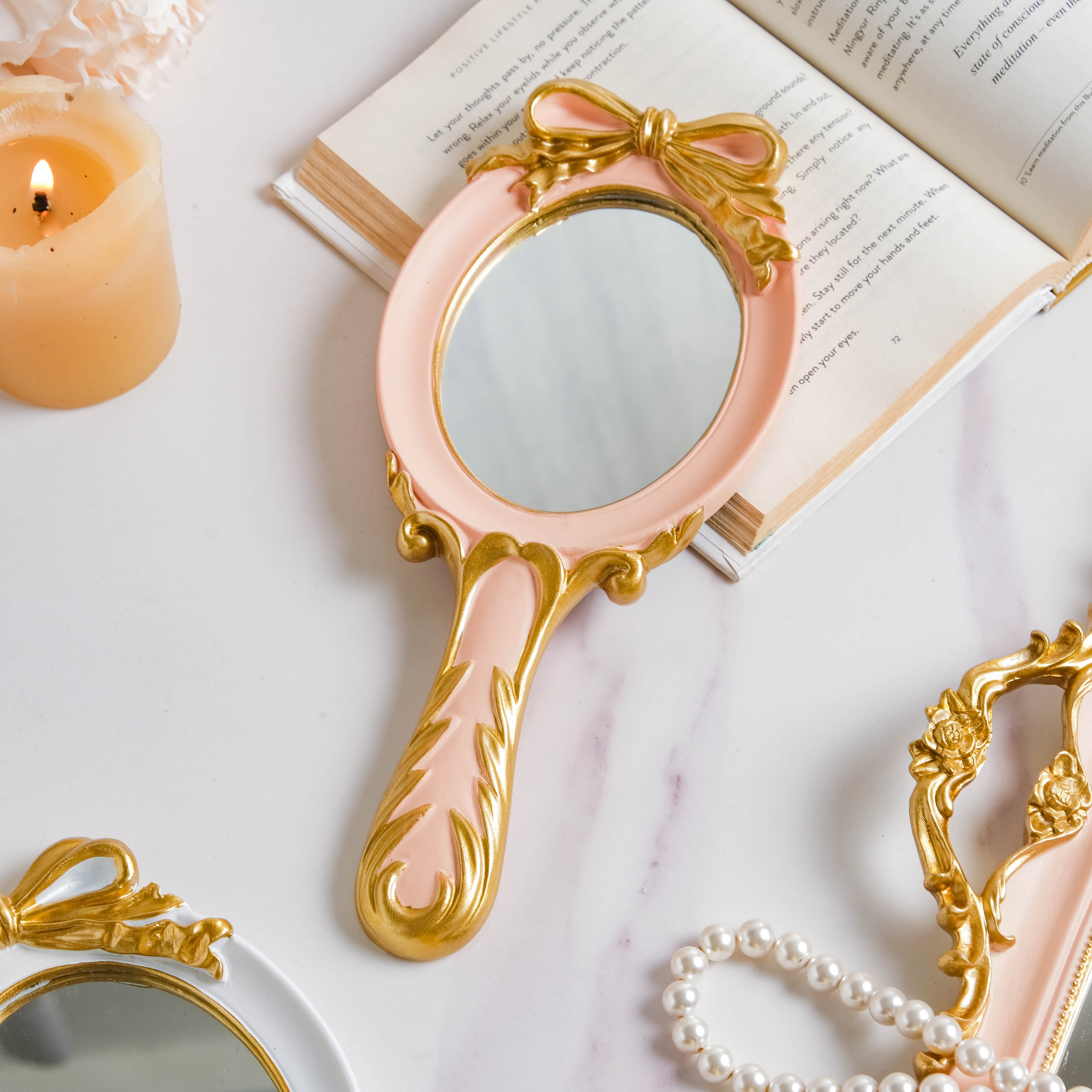 Venus Vanity Handheld Mirror Pink - Vanity mirror: Buy mirror online | Mirror for dressing table and room decor