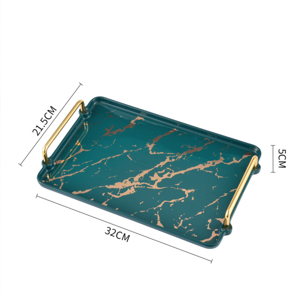 Marble Finish Tray With Handle
