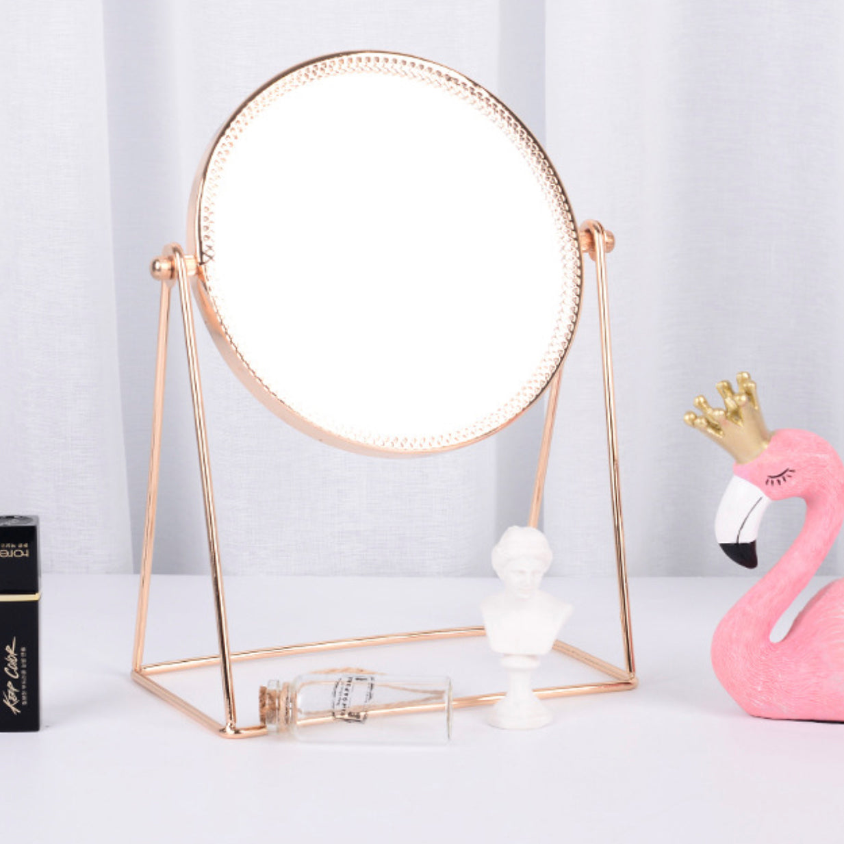 green emerald velvet dress Rose Gold Pink Ornate Dressing Table Triple Mirror – Melody Maison Ltd main image 1