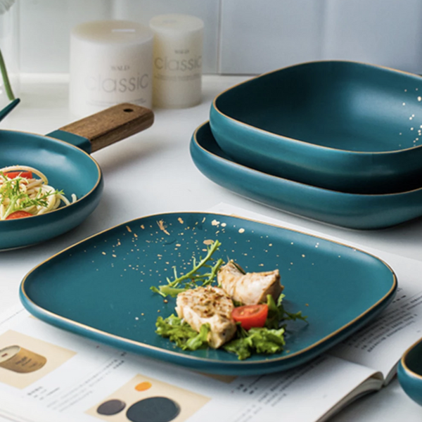 CARA square dinner plate - midnight green