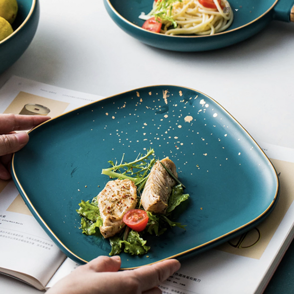 CARA square dinner plate - midnight green
