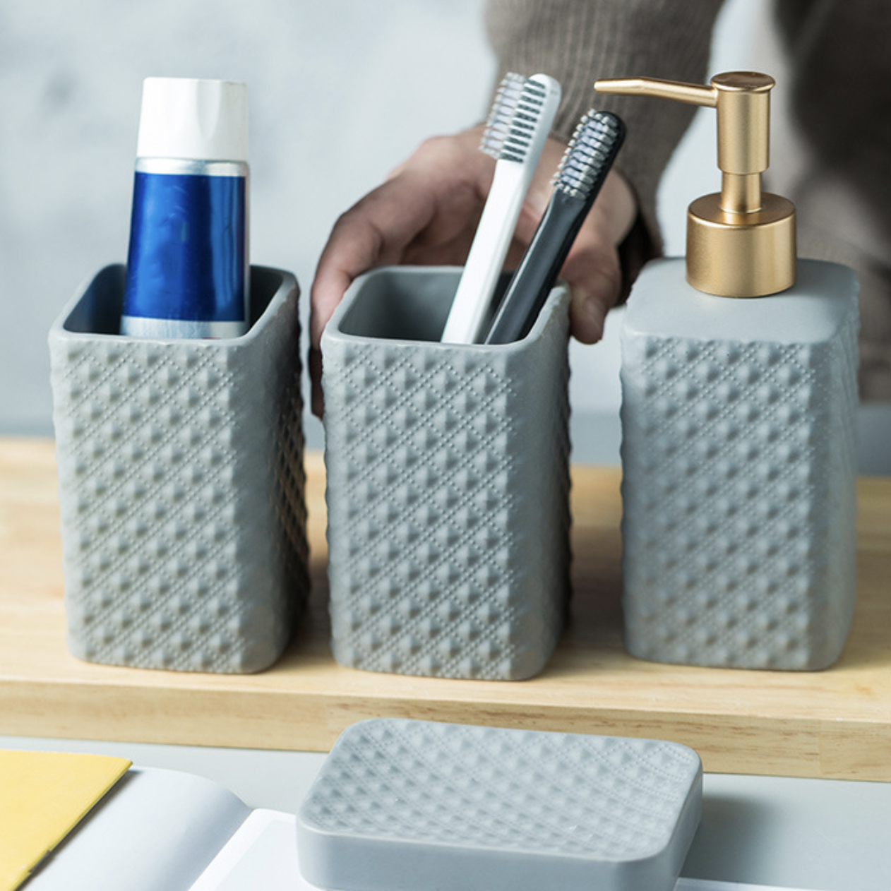 Grey Bathroom Accessory Set Online Premium Bath Set Nestasia