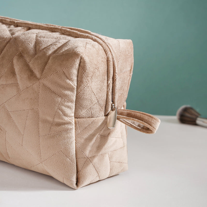 Beige Blossom Vanity Pouch Set Of 3