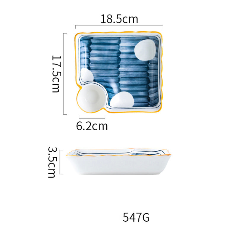 Chip and Dip Plate Nitori - Serving plate, snack plate, momo plate, plate with compartment | Plates for dining table & home decor