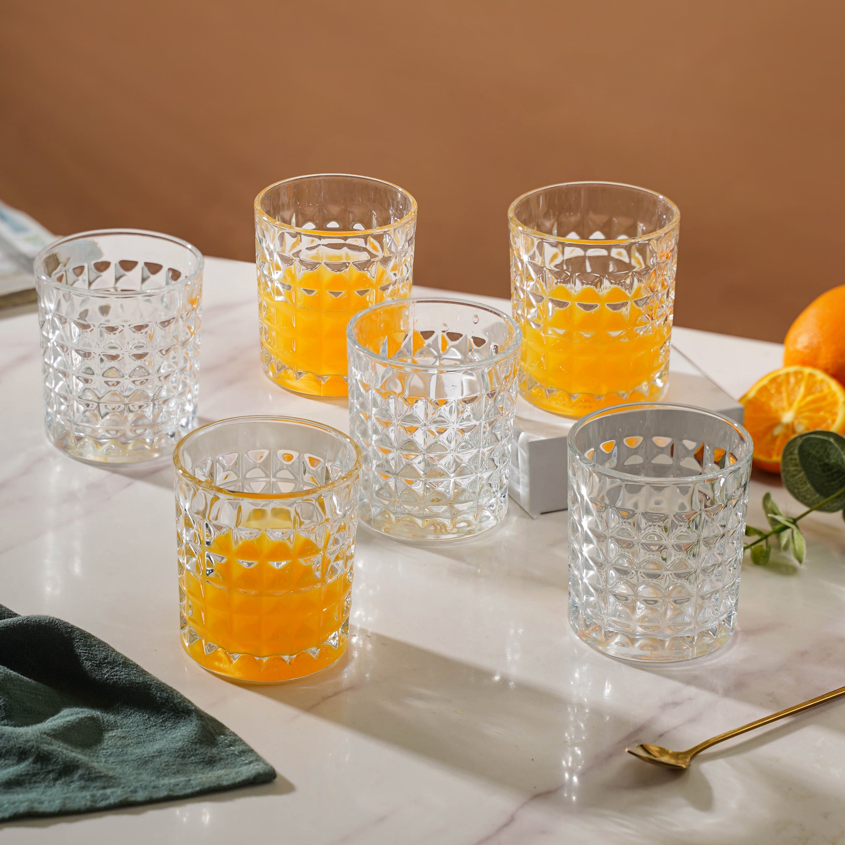 Crystal Water Glass Amber Set of 6