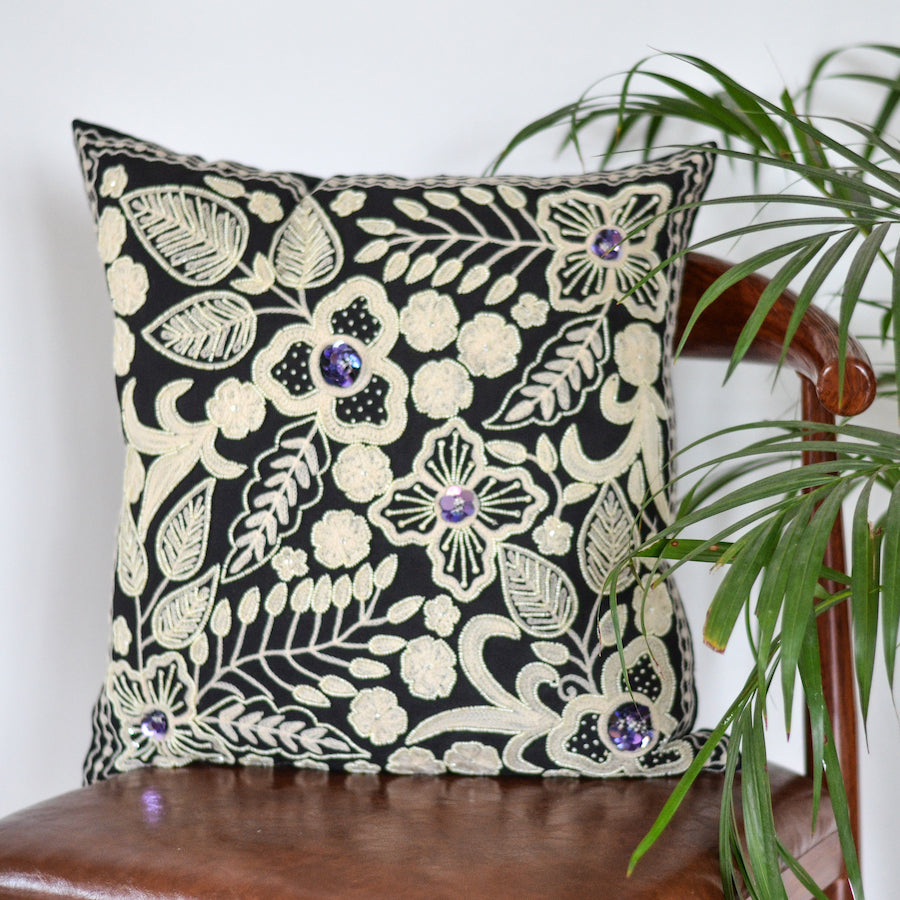 Hand Embroidered Two unstitched Pillow Covers with one free Cushion