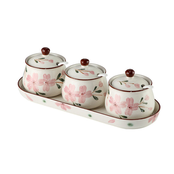 Sakura Spice Jar Set with Tray