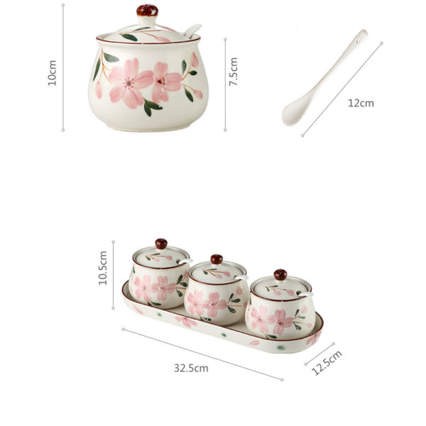 Sakura Spice Jar Set with Tray