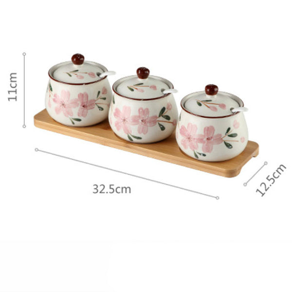 Sakura Spice Jar Set with Tray