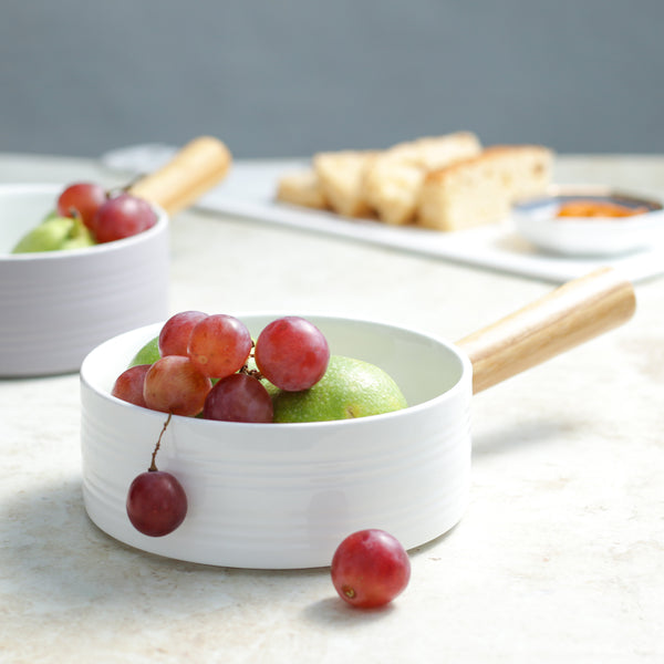White Bowl with Handle - Serving bowls, noodle bowl, snack bowl, popcorn bowls | Bowls for dining & home decor