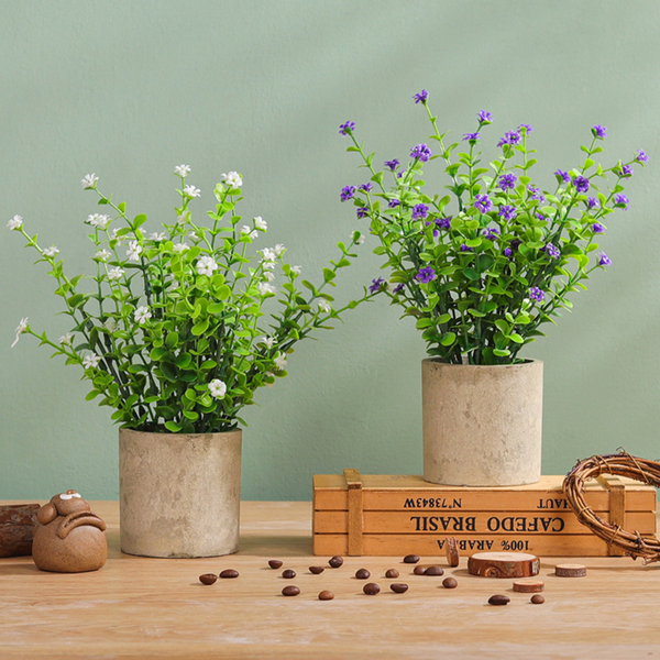 Pot With Faux Flowers - Decorative plant for home decor | Room decoration items