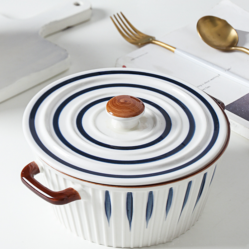 Nitori Cooking Pot - Serving bowl with lid, ceramic bowls with lids, noodle bowl, oven bowl, cooking bowls, bowl with handle | Bowls for dining table & home decor