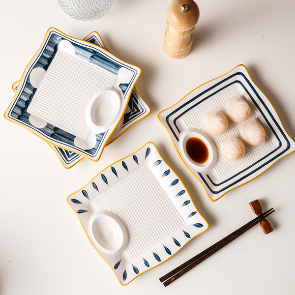 Nitori Dumpling Plate - Serving plate, snack plate, momo plate, plate with compartment | Plates for dining table & home decor