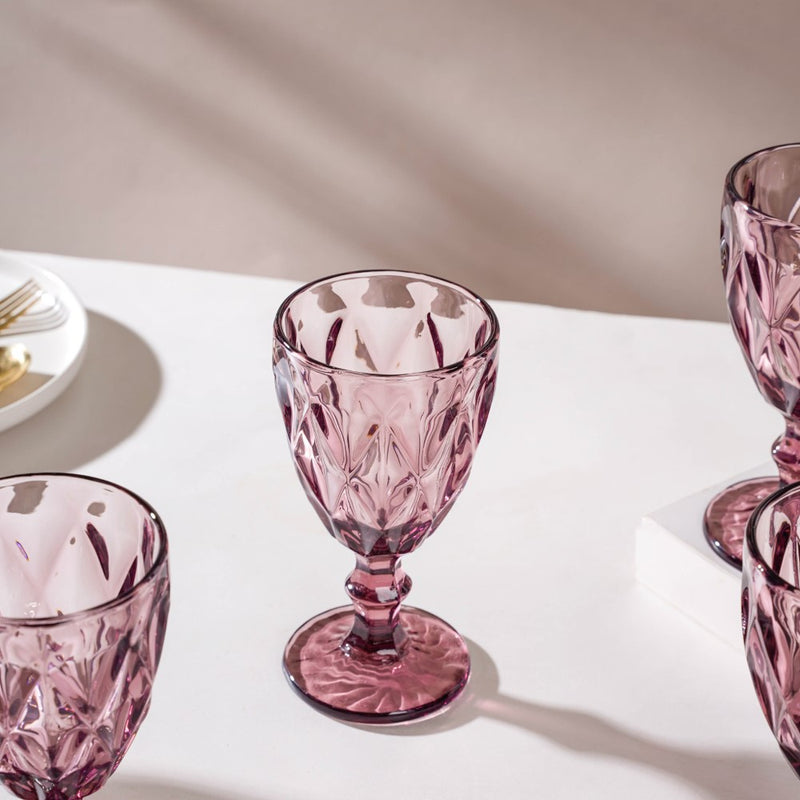 Rose Crystal Red Wine Glass Mauve Set Of 6 300 ml