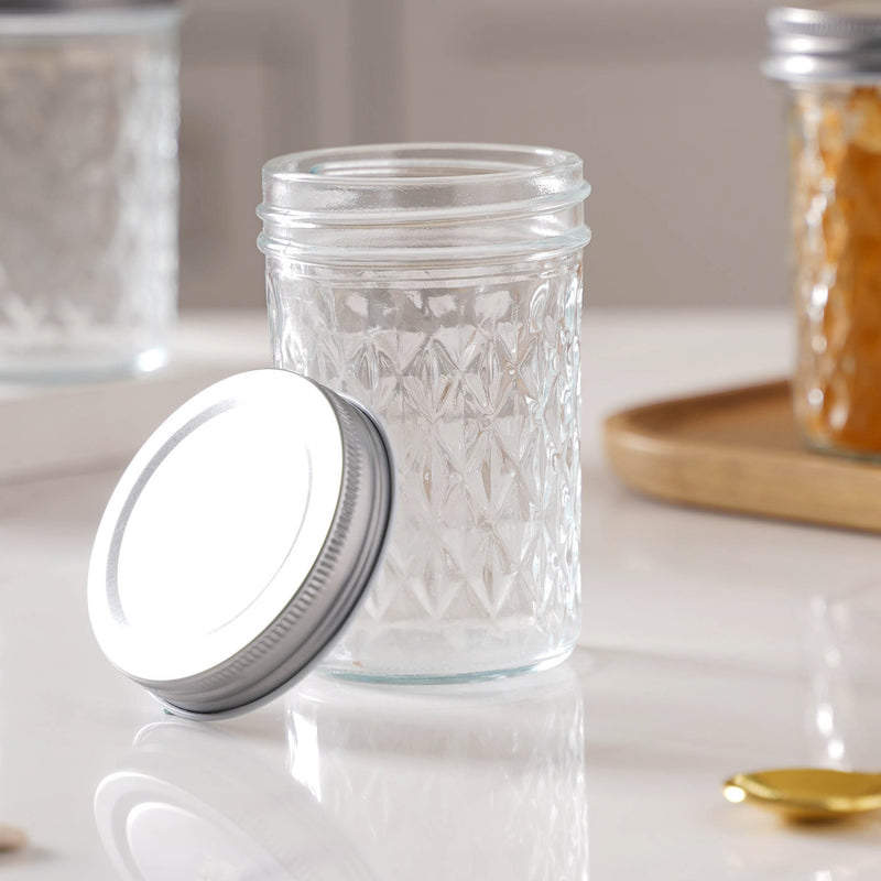 Textured Mason Jar Medium Set of 6 - Jar