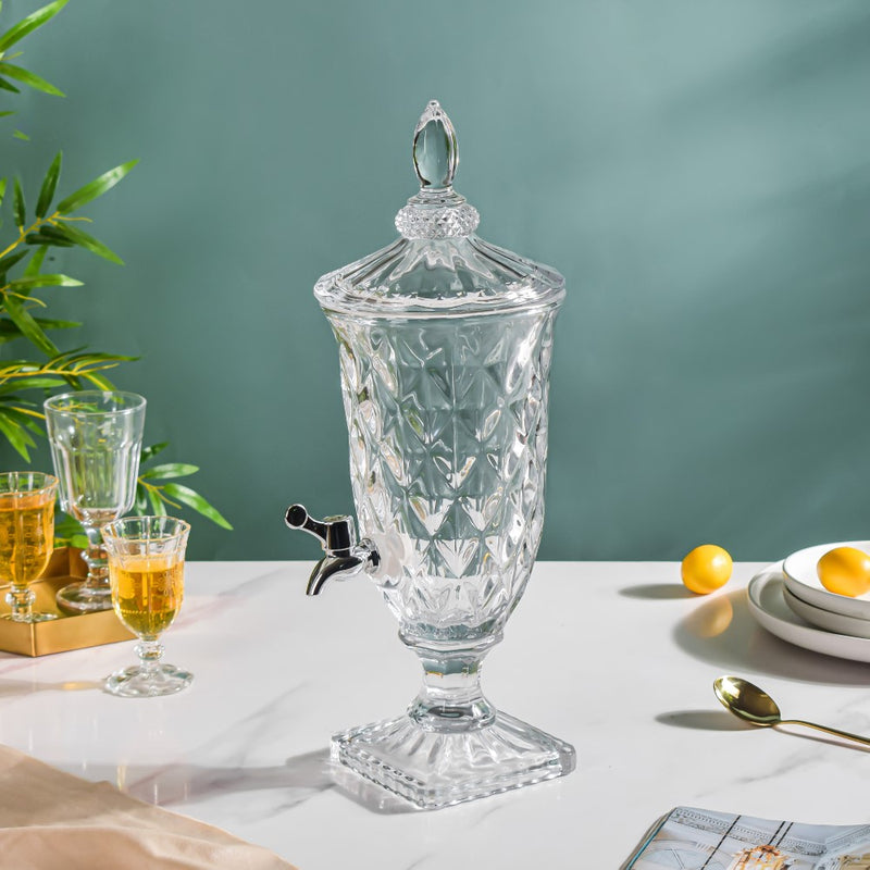 Vintage Diamond Glass Water Dispenser - Water dispenser, juice dispenser, drink dispenser | Dispenser for Dining table & Home decor
