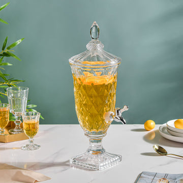 Vintage Diamond Glass Water Dispenser - Water dispenser, juice dispenser, drink dispenser | Dispenser for Dining table & Home decor