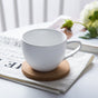 MAGNIFIQUE textured mug with cork coaster - white- Mug for coffee, tea mug, cappuccino mug | Cups and Mugs for Coffee Table & Home Decor