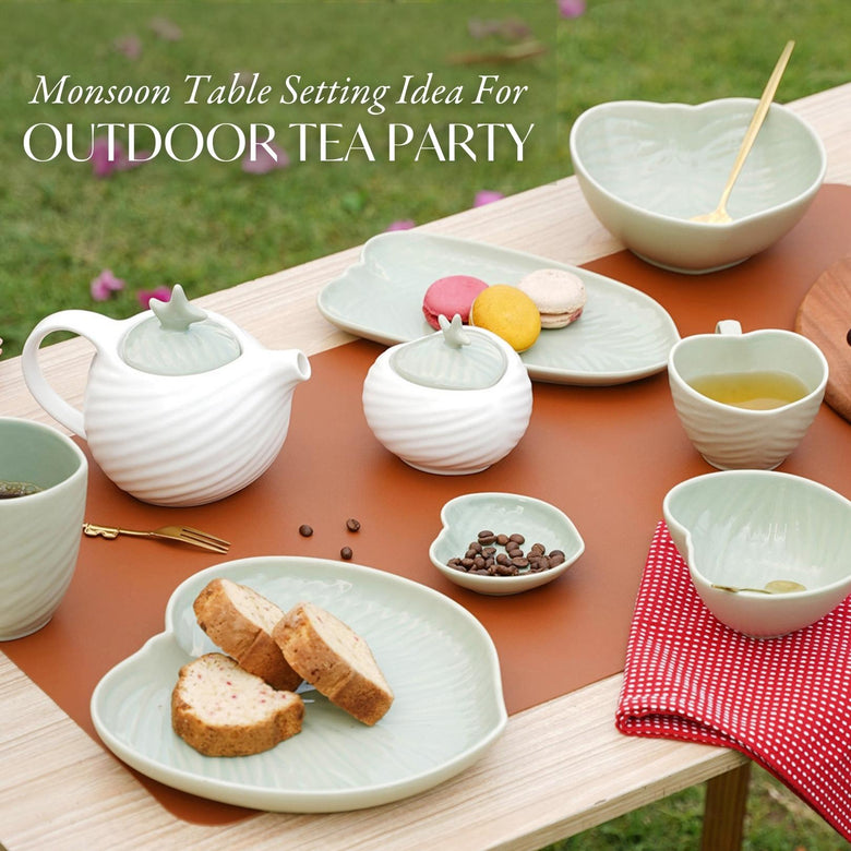 Monsoon Table Setting Idea For Outdoor Tea Party - Nestasia