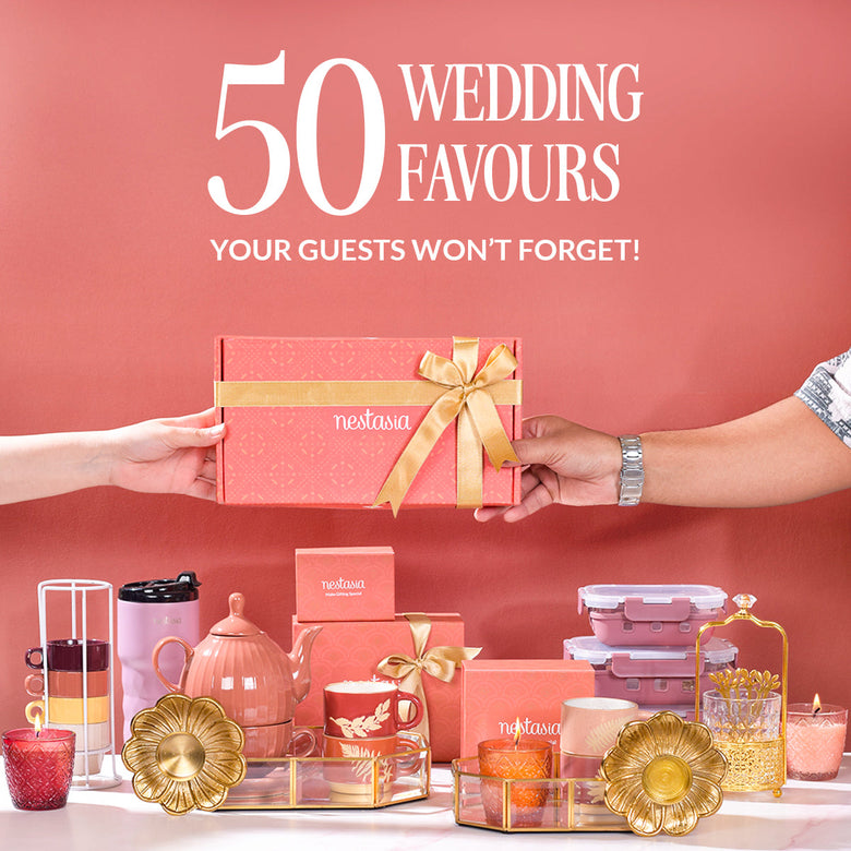 50 unforgettable wedding favours for big fat Indian weddings, featuring unique party favors, bridal gifts, and celebration souvenirs.