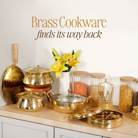 Discover why brass cookware is making a comeback in modern kitchens, blending tradition, heritage, and festival rituals. From lagan, kadhai, tawa, handi, patila, to masala dani and dabara sets, these brass gift items combine culture and health.