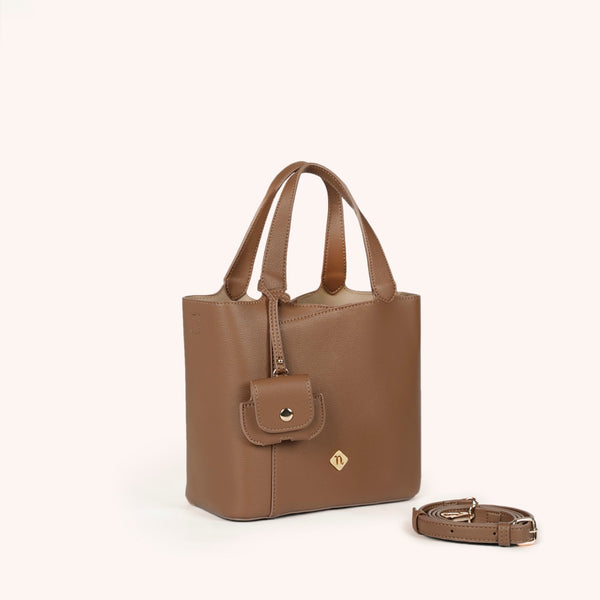 Nara Brown Tote Bag With Sling