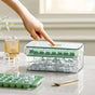 One Press Double Layer Ice Cube Tray With Bin And Scoop 2200ml