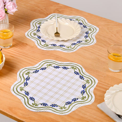 Blue Ivy Cotton Embroidered Table Mat Set Of 6